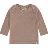 Long Sleeve T-Shirt, Brown/Cream Stripes - T-Shirts - 1 - thumbnail