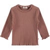 Ribbed Long Sleeve T-Shirt, Pink - T-Shirts - 1 - thumbnail