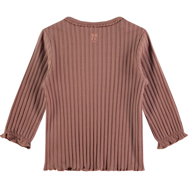 Ribbed Long Sleeve T-Shirt, Pink - T-Shirts - 2