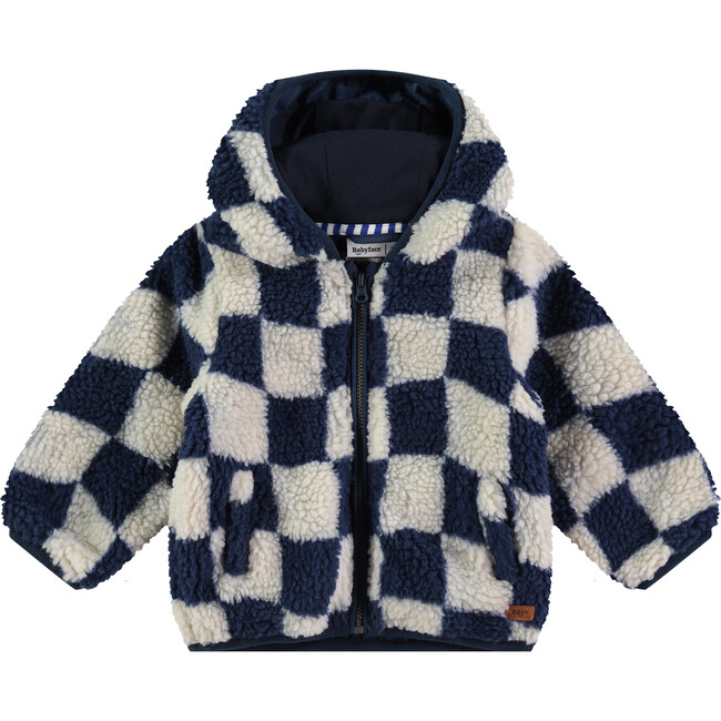 Fuzzy Hooded Jacket, Checkered