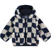 Fuzzy Hooded Jacket, Checkered - Jackets - 1 - thumbnail