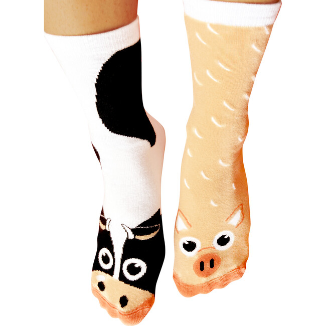 Cow & Pig Mismatched Animals Socks for Adults - Socks - 1