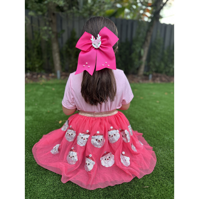 Pink Reindeer Bow, Pink - Bows - 2