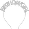 Birthday Girl Hard Headband, Silver - Hair Accessories - 1 - thumbnail