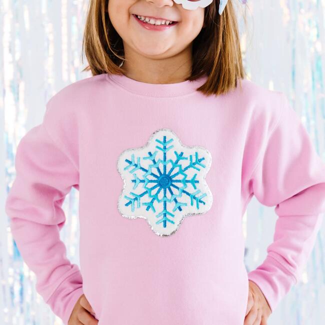 Snowflake Patch Sweatshirt, Pink - Sweatshirts - 3