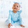 Snow Princess Iridescent Long Sleeve Tutu Bodysuit, Blue - Shirts - 2