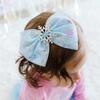 Snow Princess Iridescent Tulle Bow Baby Headband, Blue - Hair Accessories - 5