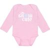 Snow Cute Long Sleeve Bodysuit, Pink - Onesies - 1 - thumbnail