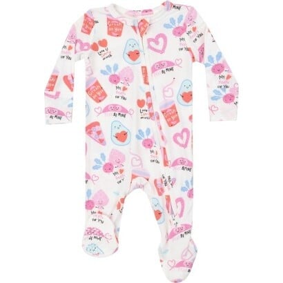 Love You Foodie Much Pink 2 Way Zipper Footie, Pink