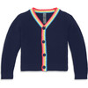 Rainbow Trim Cardigan, Navy - Cardigans - 1 - thumbnail