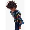 Crewneck Sweater In Rainbow Stripe, Fall Navy Rainbow Stripe - Sweaters - 4