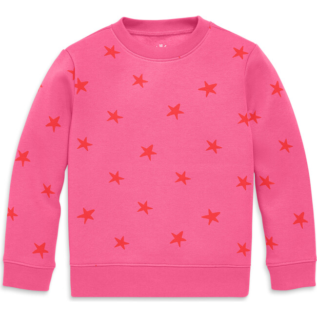 Cozy Fleece Sweatshirt In Mini Stars, Bubblegum Strawberry Stars