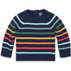 Baby Crewneck Sweater In Rainbow Stripe, Fall Navy Rainbow Stripe - Sweaters - 1 - thumbnail