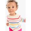 Baby Crewneck Sweater In Rainbow Stripe, Fall Navy Rainbow Stripe - Sweaters - 4