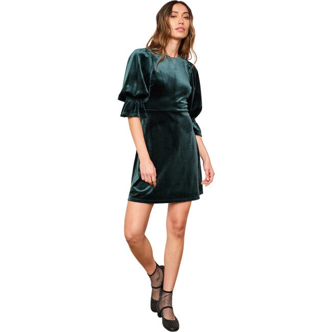 Women's Phoebe Velvet Dress, Emerald - Dresses - 3