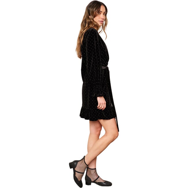 Women's Mabel Velvet Dress, Embellished Black - Dresses - 3