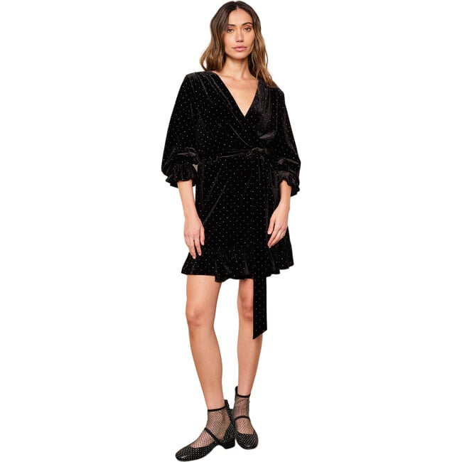 Women's Mabel Velvet Dress, Embellished Black - Dresses - 5