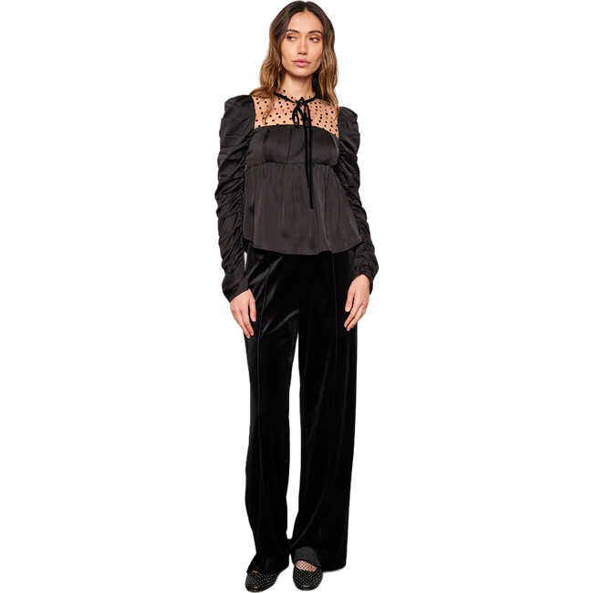 Women's Isla Satin Peplum Top, Nude Black - Blouses - 3