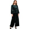 Women's Aria Velvet Peplum Top, Emerald - Blouses - 3