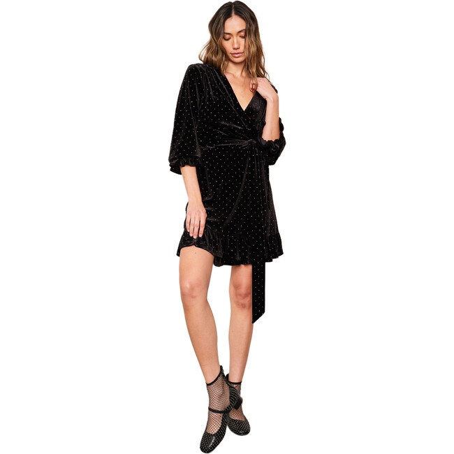 Women's Mabel Velvet Dress, Embellished Black - Dresses - 9