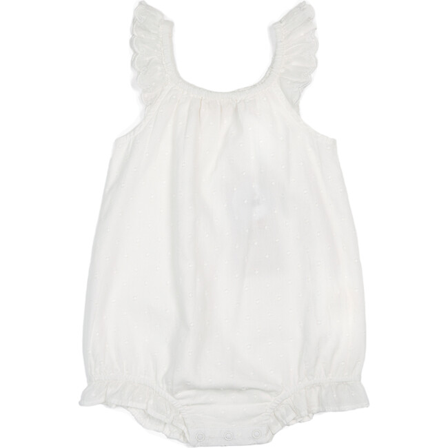 Calliope Swiss Dot Embroidered Romper, Antique Ivory