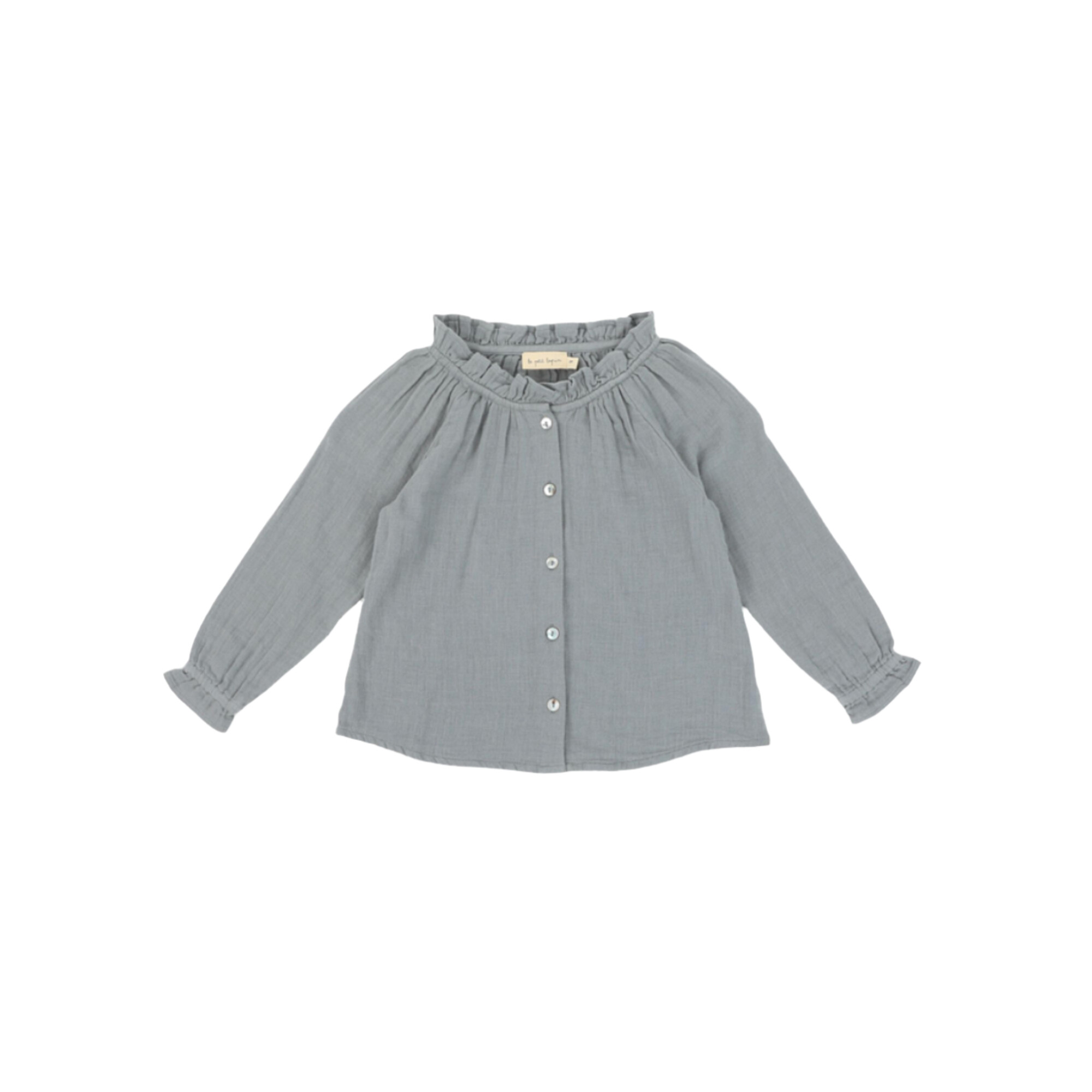 Emery Organic Muslin Cotton Blouse, Slate - Blouses - 1