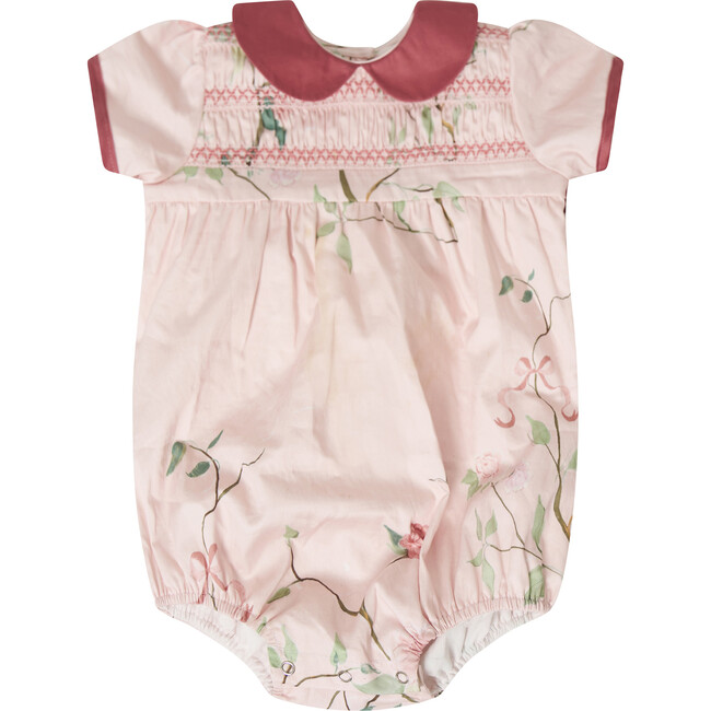 Babys Scarlette Peter Pan Collar Short Sleeve Bubble, Whimsy Rose - Onesies - 1