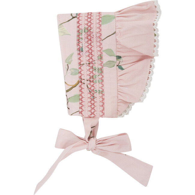 Babys Floral Print Tie Bow Bonnet, Whimsy Rose