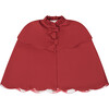 Holiday Ribbed Neck Bow Embellished Cape, Red - Coats - 1 - thumbnail