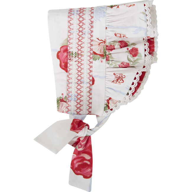 Babys Floral Print Tie Bow Bonnet, Nutcracker Garden