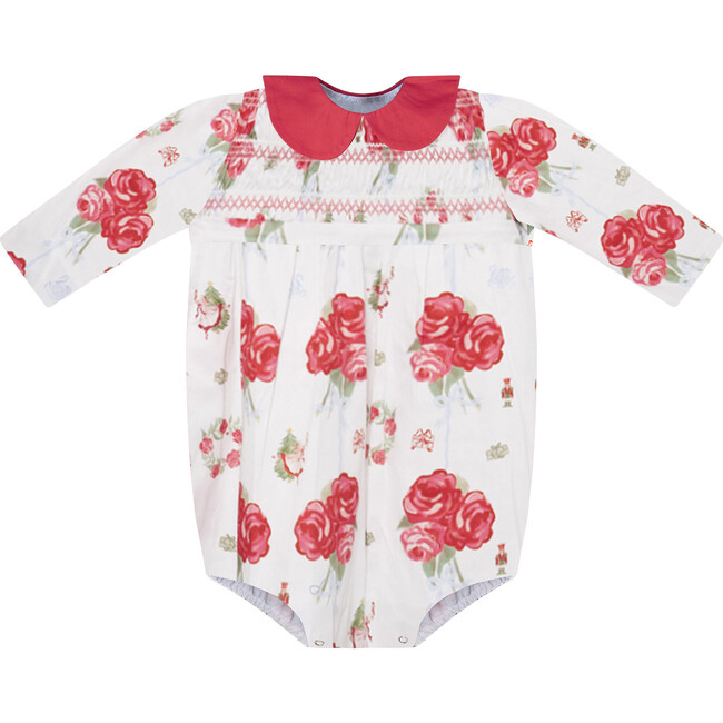 Babys Eleanor Peter Pan Collar Long Sleeve Bubble, Nutcracker Garden