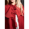 Holiday Ribbed Neck Bow Embellished Cape, Red - Coats - 5