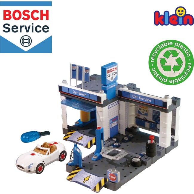 Bosch: Service Car Repair W/ Car Wash Playset - Role Play Toys - 2