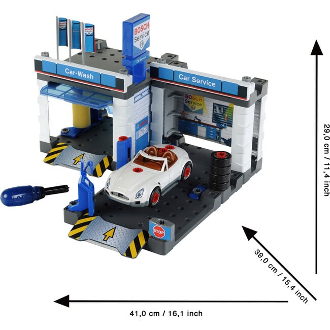 Bosch: Service Car Repair W/ Car Wash Playset - Role Play Toys - 4