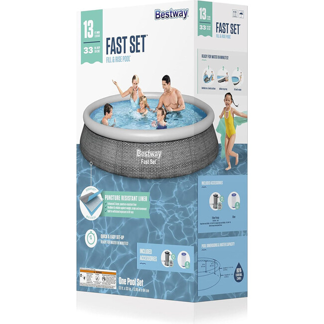 Fast Set PVC 13'  Round Inflatable Pool Set with Filter Pump & Repair Patch - Pool Accessories - 6