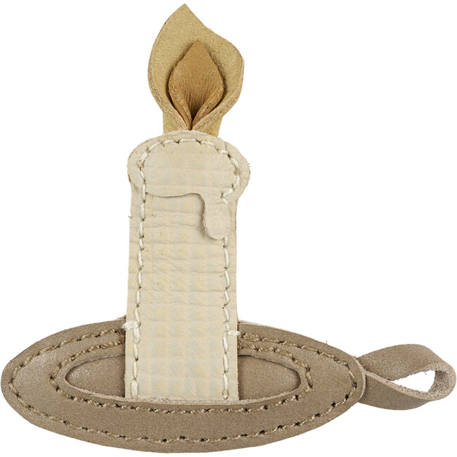 Wonda Scored Leather Candle Hairclip, Cream