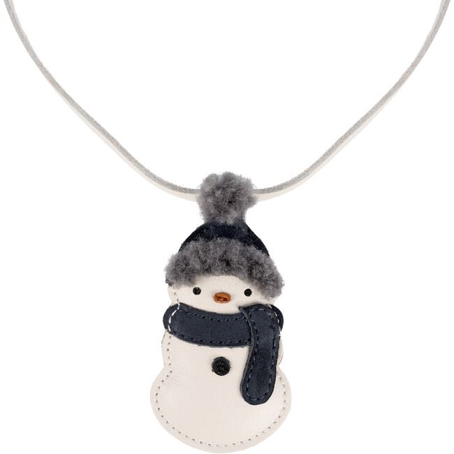 Taaro Leather Snowman Necklace, Off-White