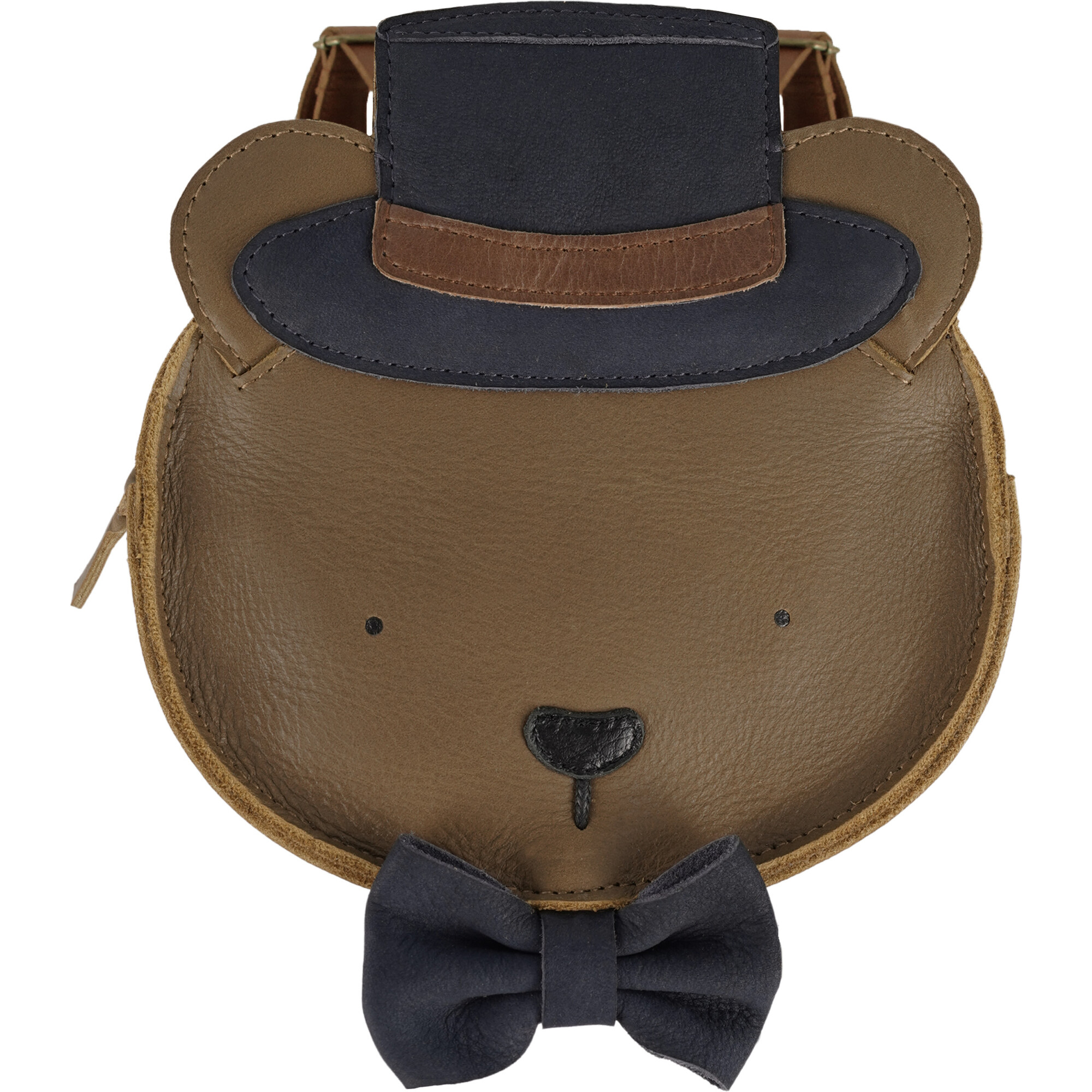Tishi Bear Classic Leather Adjustable Strap Zipper Schoolbag