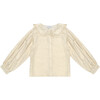 Suzei Peter Pan Collar Long Sleeve Blouse, Soft Sand Metallic - Blouses - 1 - thumbnail