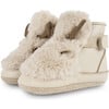 Richy Soft Faux Fur Reindeer Velcro Strap Booties, Light Beige - Booties - 1 - thumbnail