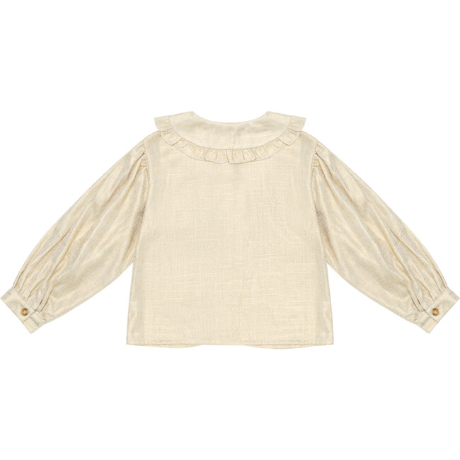 Suzei Peter Pan Collar Long Sleeve Blouse, Soft Sand Metallic - Blouses - 3