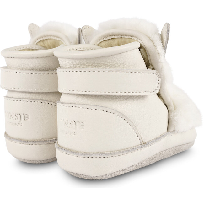 Richy Soft Faux Fur Snow Rabbit Velcro Strap Booties, Off-White - Booties - 4