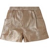 Ronie Leather Elastic Waistband Side Pocket Shorts, Rose Brown Metallic - Shorts - 3