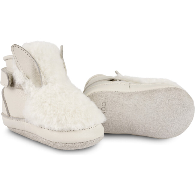 Richy Soft Faux Fur Snow Rabbit Velcro Strap Booties, Off-White - Booties - 5