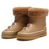 Pleun Leather Faux Fur Gingerbread Theme Slip-On Boots, Beige - Boots - 1 - thumbnail