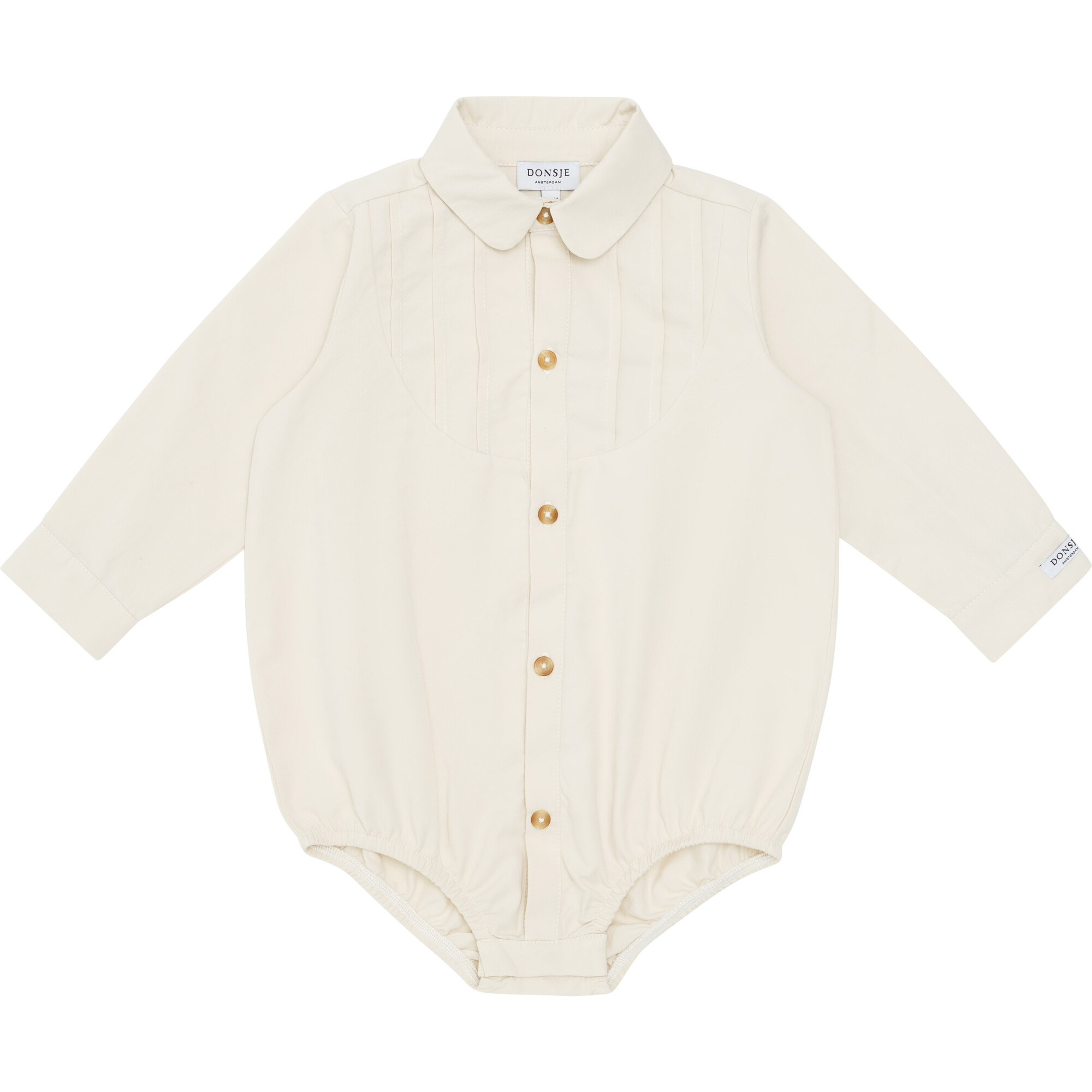 Pepijn Collar Long Sleeve Front Button Snap Bodysuit, Macaroon - Bodysuits - 1