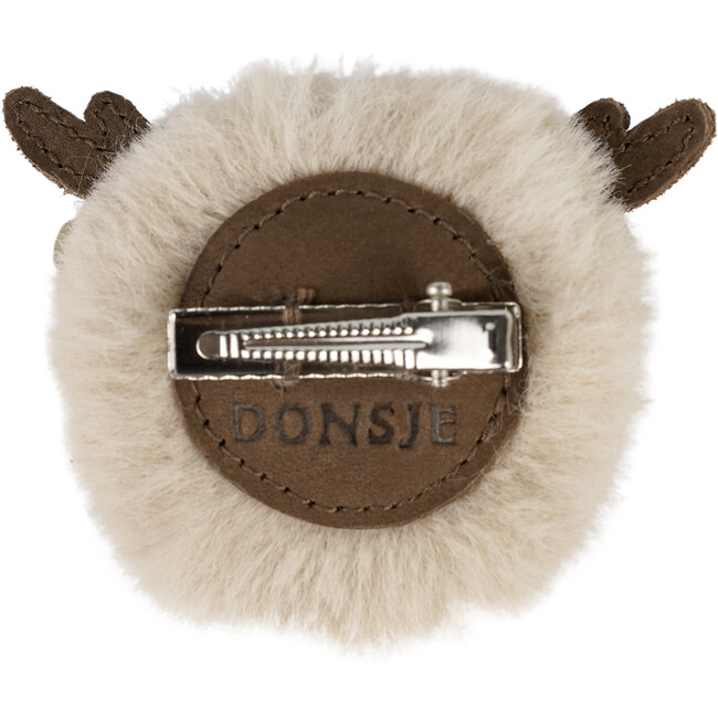 Ploto Soft Faux Fur Reindeer Hairclip, Light Beige - Hair Accessories - 3