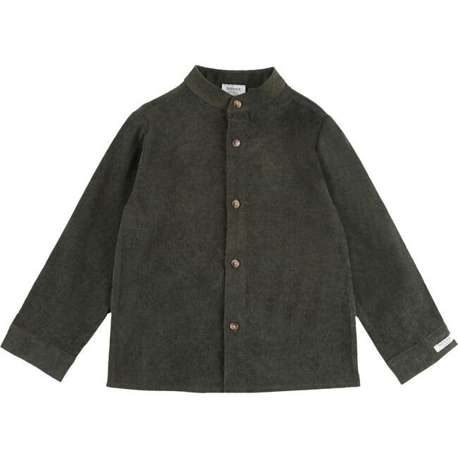 Nitou Classic Collar Long Sleeve Front Button Shirt, Forest Green