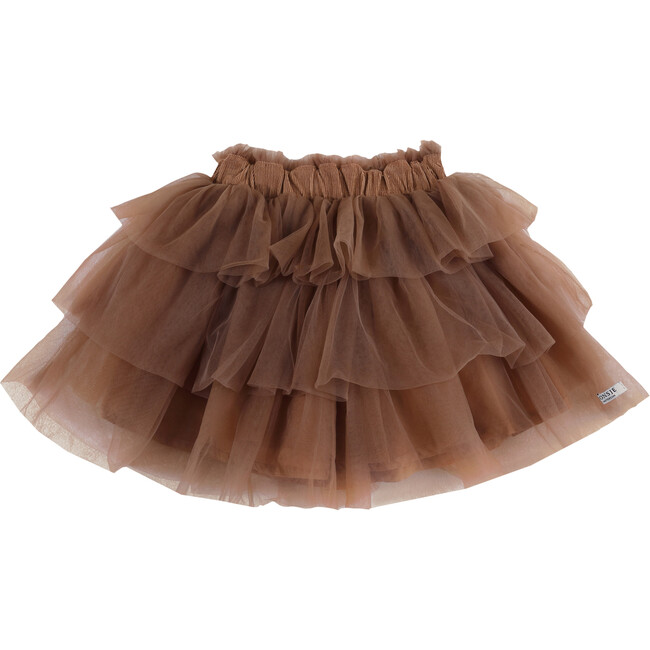 Mirre Layered Elastic Waistband Skirt, Clay