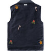 Mauck Velvet Embroidered Front Button Gilet, Blue Marine - Vests - 3